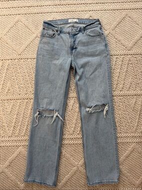 Abercrombie & Fitch Light Blue Distressed Straight Leg Jeans